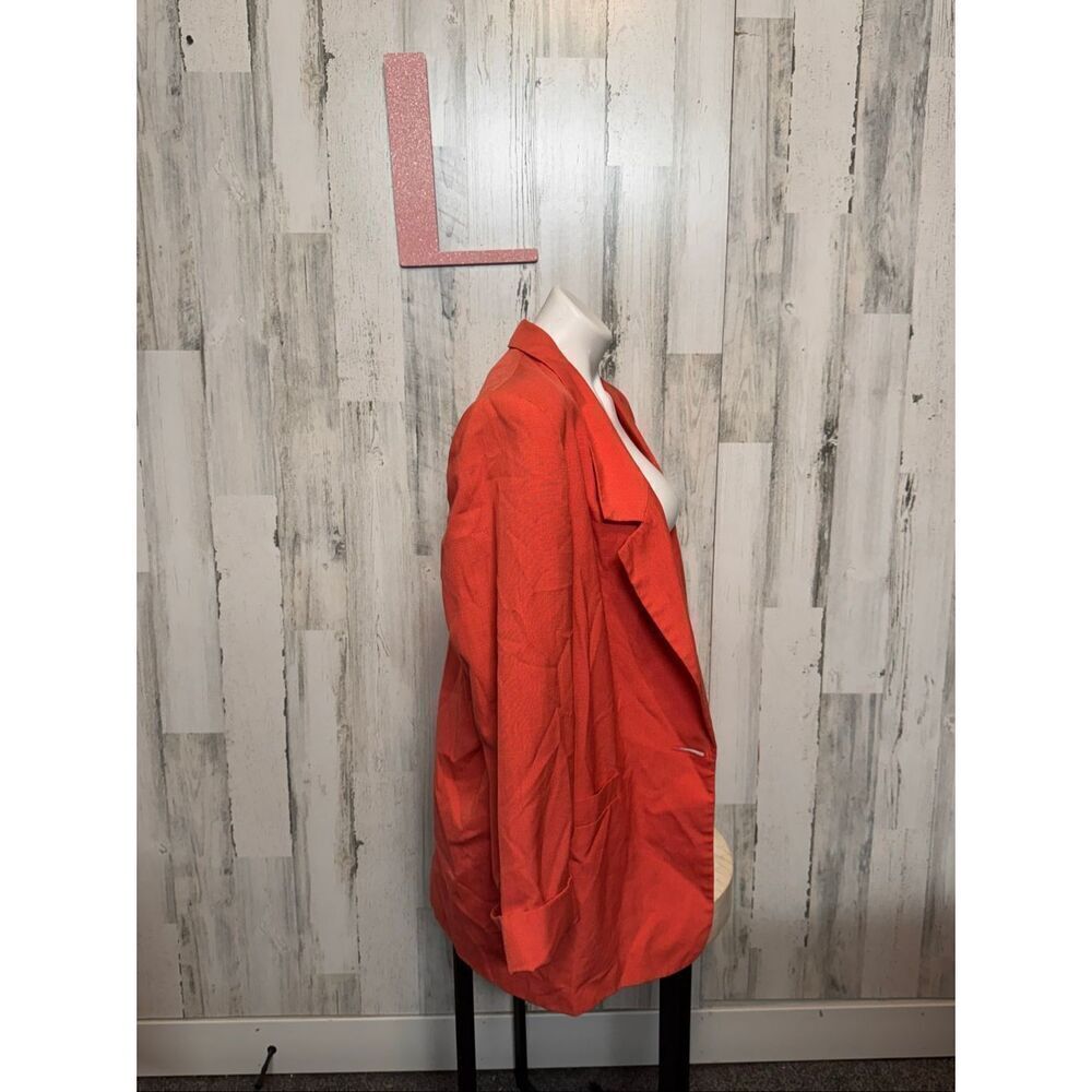 Vintage Lynn Greene for Richard Neal Oversized Blazer Orange Linen Blend Size L - Picture 3 of 8